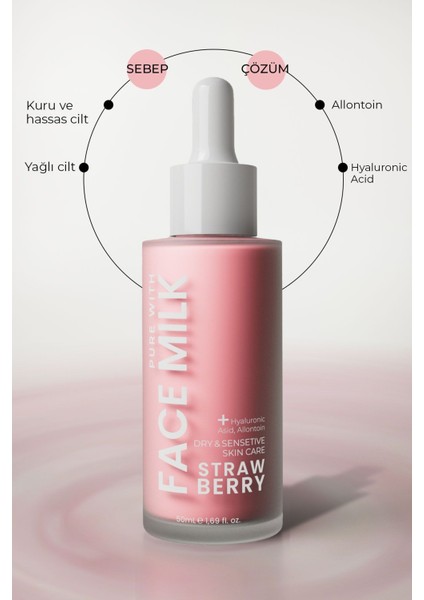 Strawberry Face Milk – Kuru ve Hassas Ciltler İçin Yoğun Nemlendirici Yüz Sütü modelleri