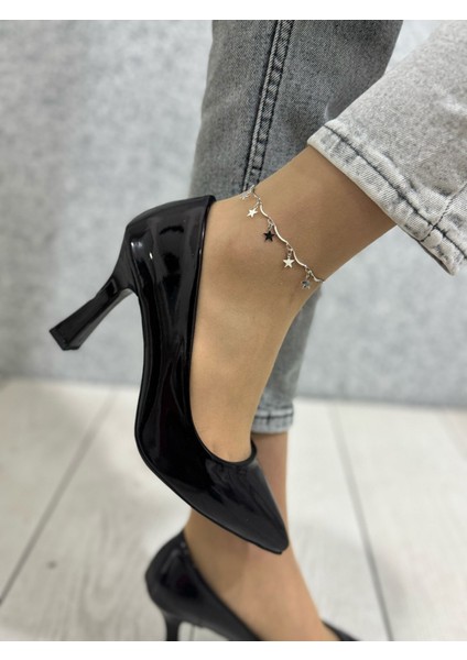 Siyah Rugan Sivri Burun Stiletto fiyatları