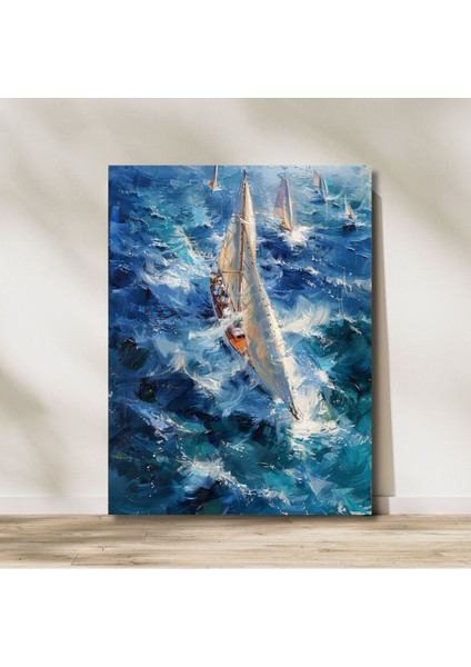 Sailboat In Blue Kanvas Tablo