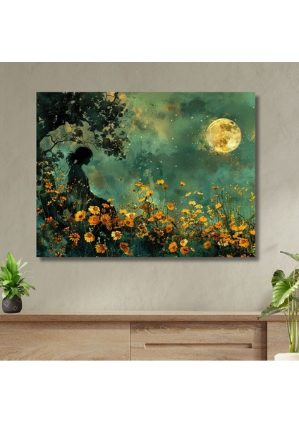 Moon And Girl Kanvas Tablo