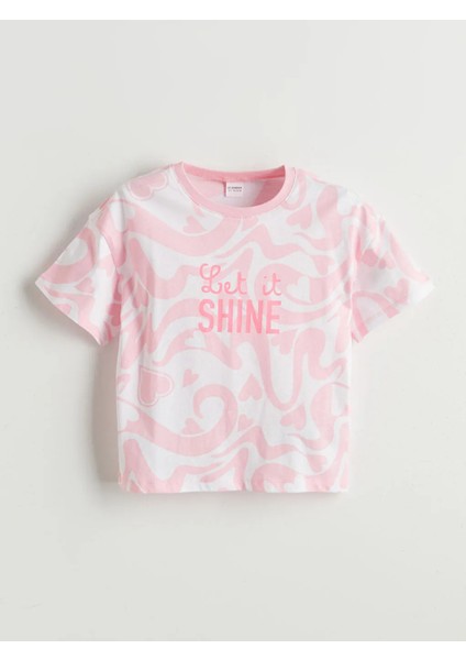 Lcw Kids pembe Bisiklet Yaka Kız Çocuk Şortlu Pijama Takımı