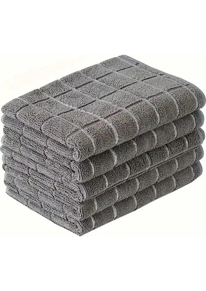 %100 Microfiber 3 Adet 40X40 cm Antrasit Kareli Mutfak Temizlik Bezi-Koku Yapmaz , Leke Tutmaz Bez
