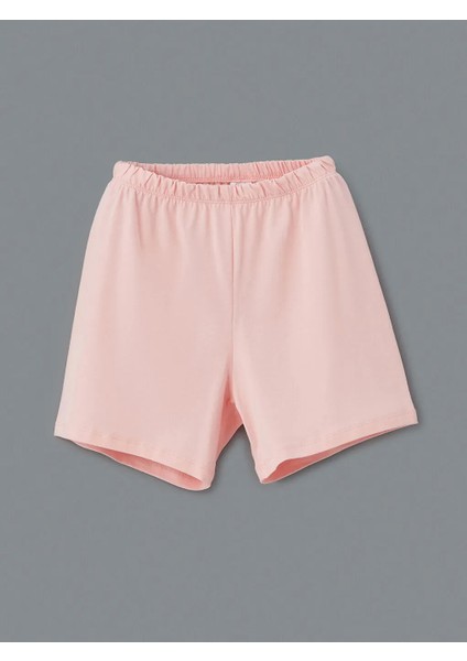 Lcw Eco pembe Bisiklet Yaka Kız Çocuk Şortlu Pijama Takımı