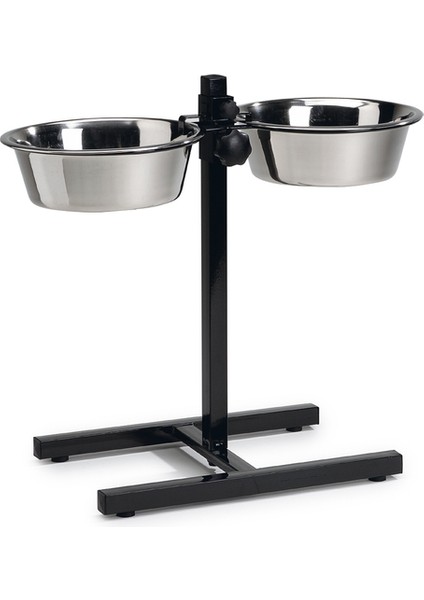 Beeztees Köpek Ikili Mama Su Kabı, Ayaklı, Paslamaz Çelik, 25CM, 2x2,5l