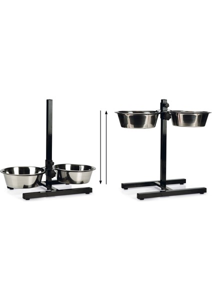 Beeztees Köpek Ikili Mama Su Kabı, Ayaklı, Paslamaz Çelik, 25CM, 2x2,5l indirimleri