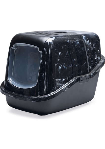 Beeztees Kapalı Kedi Tuvaleti, Koku Filtreli, Siyah Mermer Antrasit, 56X39X39CM