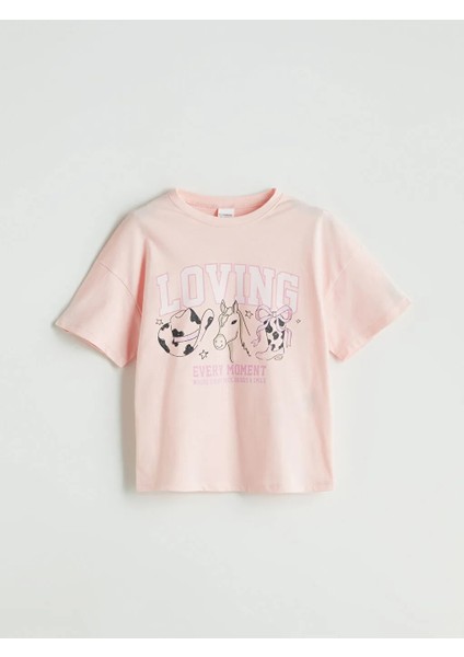 Lcw Kids pembe Bisiklet Yaka Kız Çocuk Şortlu Pijama Takımı