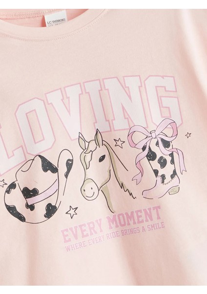 Lcw Kids pembe Bisiklet Yaka Kız Çocuk Şortlu Pijama Takımı