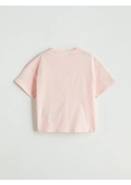 Lcw Kids pembe Bisiklet Yaka Kız Çocuk Şortlu Pijama Takımı
