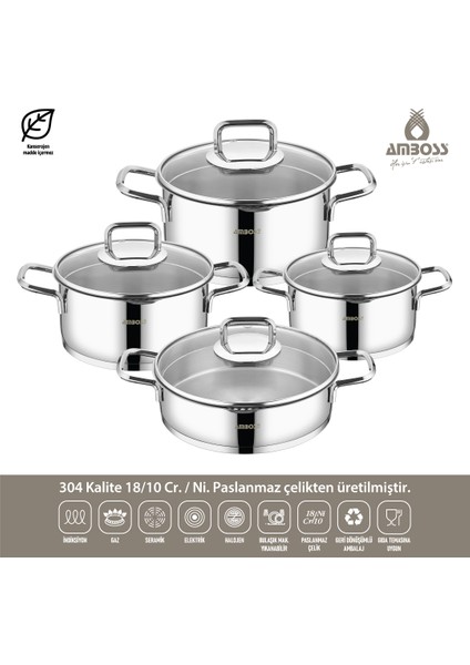 Diamond Strainer 8 Parça Tencere Seti Çelik Saplı DİA-6572 fiyatları