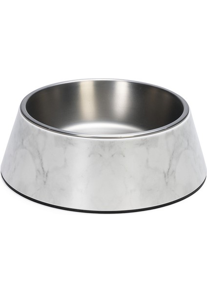 Beeztees Dbl Köpek Mama Su Kabı, Mat Paslanmaz Çelik, Beyaz Mermer Görünümlü, 22CM, 700ML