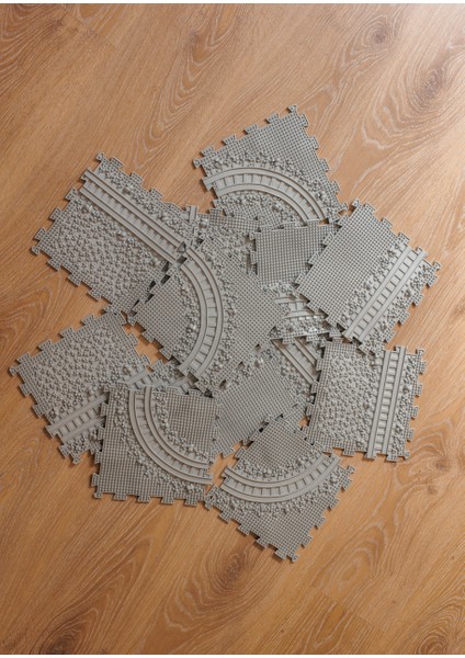 12 Mödüllü Oyun Masaj Demiryolu Ortopedik Halı Duyu Matları Puzzle Tren Yol