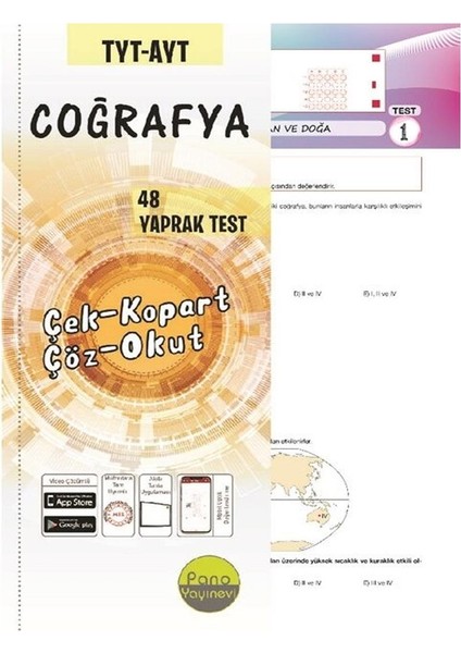 TYT AYT Coğrafya Çek Kopart 48 Adet Yaprak Testleri