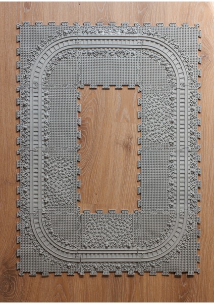 10 Mödüllü Oyun Masaj Demiryolu Ortopedik Halı Duyu Matları Puzzle Masaj Tren Yolu