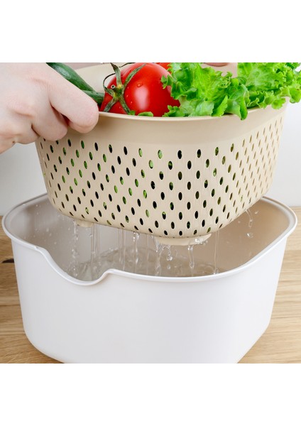 5 Parça Çok Amaçlı Mutfak Seti - Karıştırma Kabı Kasesi Süzgeç Kesme Tahtası Limon Sıkacağı - Bej fiyatları