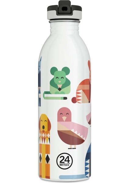 Kids Bottle Best Friends Pipetli Paslanmaz Çelik Çocuk Su Matarası 500 ml