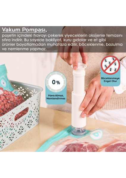 11 Parça Vakumlu Gıda Saklama Torbası Seti - Vakum Pompalı Kilitli Hava Almaz Vakumlu Poşet fiyatları