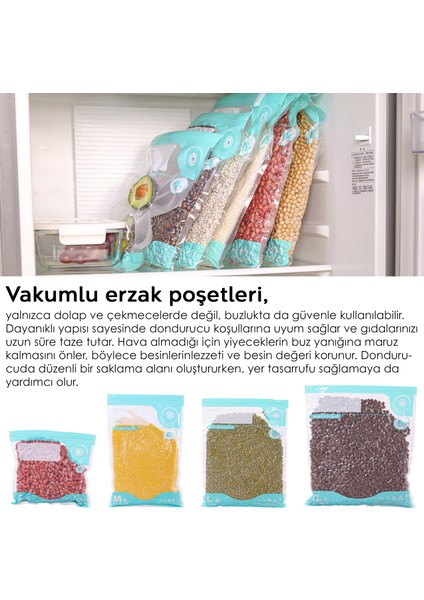 11 Parça Vakumlu Gıda Saklama Torbası Seti - Vakum Pompalı Kilitli Hava Almaz Vakumlu Poşet indirimleri