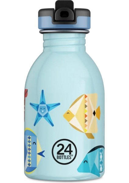 Kids Bottle Sea Friends Pipetli Paslanmaz Çelik Çocuk Su Matarası 250 ml