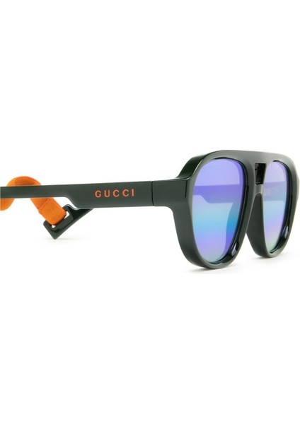 GG1239S 003 58-16 Unisex Füme Aynalı Camlı Yeşil Asetat Geometrik Güneş Gözlüğü fiyatları