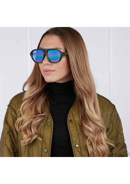 GG1239S 003 58-16 Unisex Füme Aynalı Camlı Yeşil Asetat Geometrik Güneş Gözlüğü indirimleri