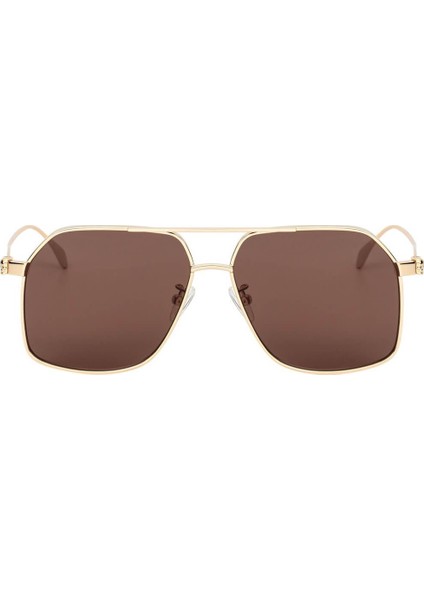 AM0372S 002 Altın Kahverengi Unisex Geometrik Güneş Gözlüğü fiyatları