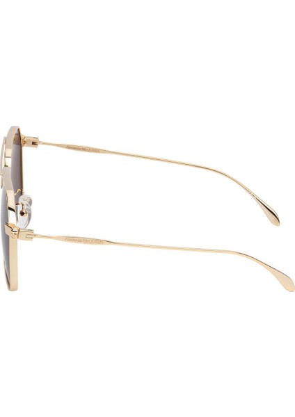AM0372S 002 Altın Kahverengi Unisex Geometrik Güneş Gözlüğü modelleri