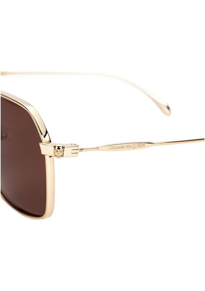 AM0372S 002 Altın Kahverengi Unisex Geometrik Güneş Gözlüğü fırsatları