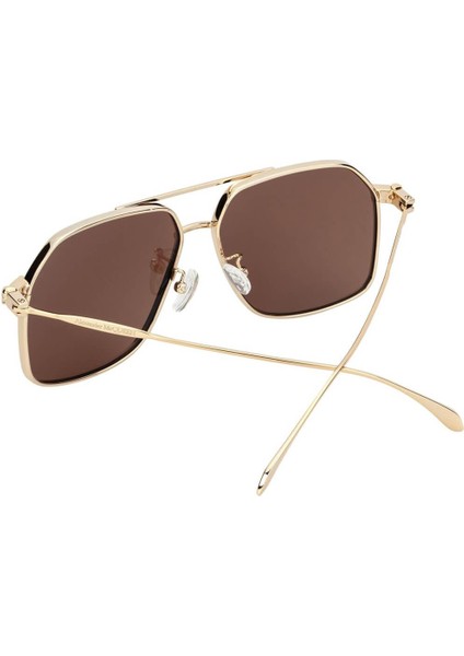 AM0372S 002 Altın Kahverengi Unisex Geometrik Güneş Gözlüğü indirimleri