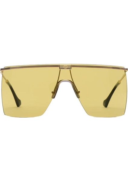 GG1096S 003 99-1 Kadın Sarı Mat Camlı Altın Çerçeve Geometrik Güneş Gözlüğü