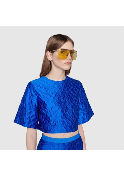 GG1096S 003 99-1 Kadın Sarı Mat Camlı Altın Çerçeve Geometrik Güneş Gözlüğü fiyatları