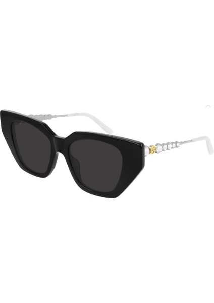 GG0641S 001 53-19 Siyah Cat Eye Çerçeveli Füme Mat Camlı Kadın Güneş Gözlüğü