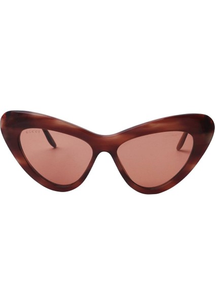 GG0895S 004 54-15 Kahverengi Cat Eye Çerçeveli Turuncu Mat Camlı Kadın Güneş Gözlüğü fiyatları