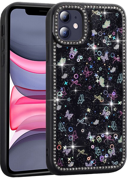 iPhone 11 Kılıf Azra Taşlı Simli Kapak