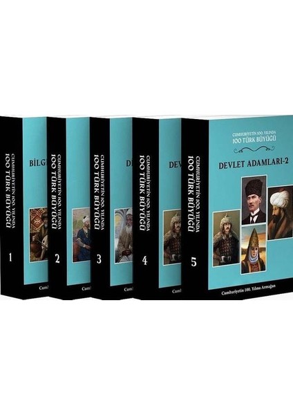 100 Türk Büyüğü Seti 5 Cilt Takım (Ciltli)
