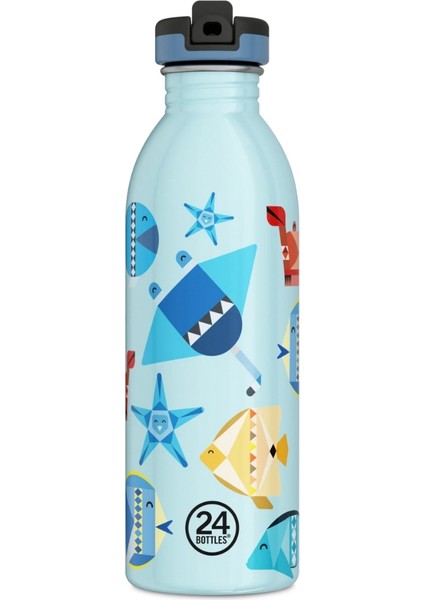 Kids Bottle Sea Friends Pipetli Paslanmaz Çelik Çocuk Su Matarası 500 ml