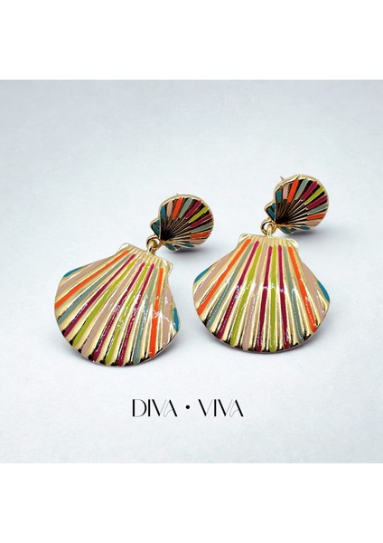 - Rainbow Shell Kadın Sallantılı Küpe