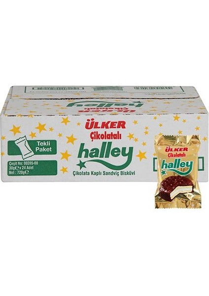 Halley Çikolata Kaplamalı Bisküvi 30 gr x 24 Adet