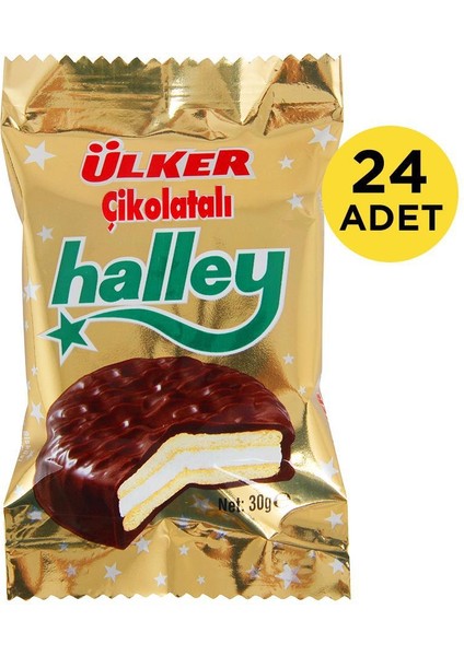 Halley Çikolata Kaplamalı Bisküvi 30 gr x 24 Adet