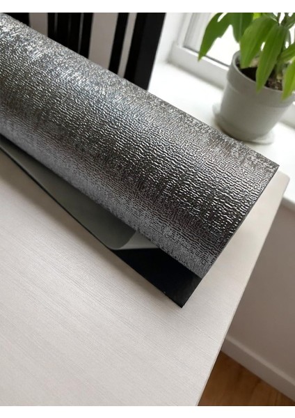 Metalik Gri Renk Yapışkanlı Suni Deri 100 X140CM