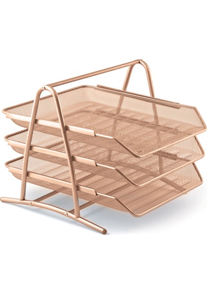 Perfore Evrak Rafı Seti Rose Gold 3'lü
