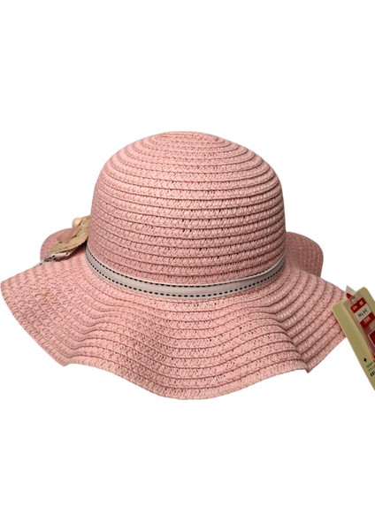 Spteks Kitti 2-6 Yaş Kız Çocuk Orta Pembe Renk Fiyonk ve Düz Desen Hasır Yazlık Şapka modelleri