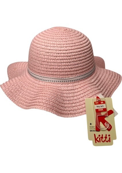 Spteks Kitti 2-6 Yaş Kız Çocuk Orta Pembe Renk Fiyonk ve Düz Desen Hasır Yazlık Şapka fırsatları