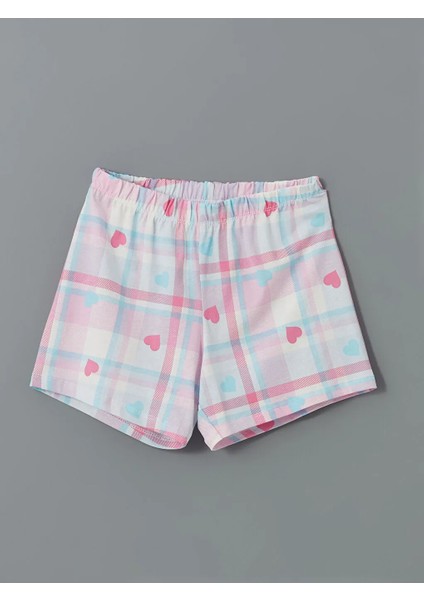 Lcw Kids ekru Bisiklet Yaka Kız Çocuk Şortlu Pijama Takımı