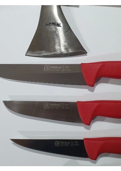 Handmade Sürmene Sürbisa Paltalı Kasap Kurban Et Doğrama Seti 4 Lü + Masat indirimleri