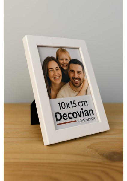 Doğal Ahşap Modern Ayaklı Tekli Fotoğraf Çerçevesi - Beyaz Renkli Masaüstü Çerçeve- Boş Resimsiz