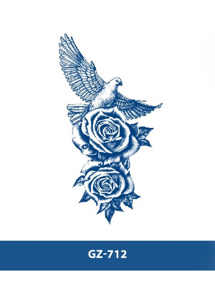 GZ-712 Orta Boy Yarı Kalıcı Gül ve Güvercin Desen Dövme