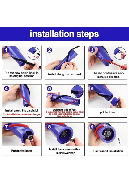 Dyson V6 V7 V8 V10 Elektrikli Süpürge Aksesuarları Için 4 Paket Rulo Fırça Peluş Şeritleri Rulo Fırça Şeritleri (Yurt Dışından)