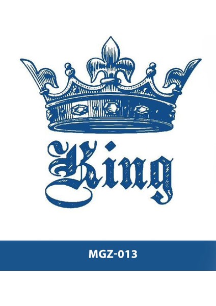 MGZ-013 Kıral Tacı ve King Yazılı Desen Orta Boy Yarı Kalıcı Dövme-Tatto