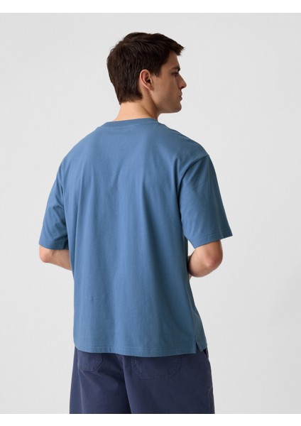 Erkek Mavi Cepli Everyday Soft Oversize T-Shirt fırsatları